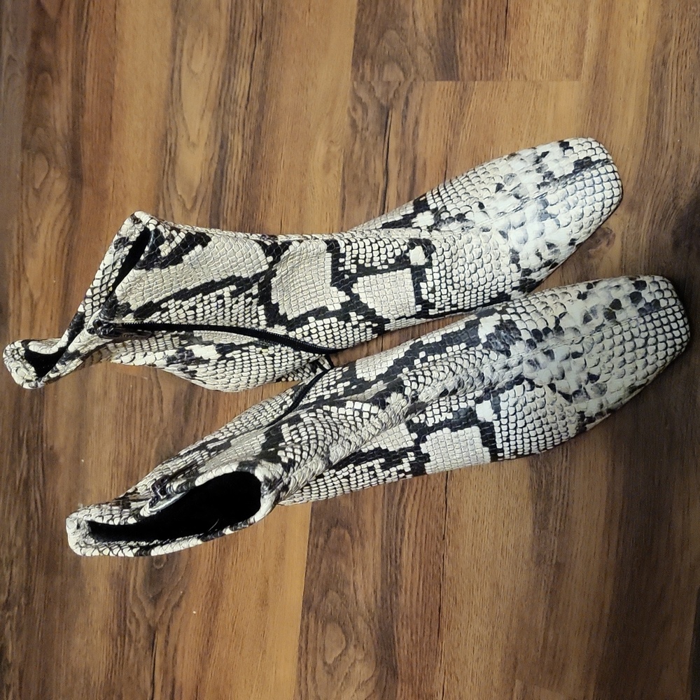 Vince Camuto Black and White Patterned Heeled Boots